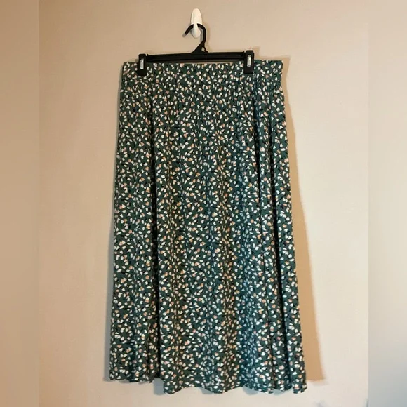 Fat Face Women's 12 Teal Floral Maxi Midi Skirt Cottagecore Fairy Coquette - Picture 3 of 12